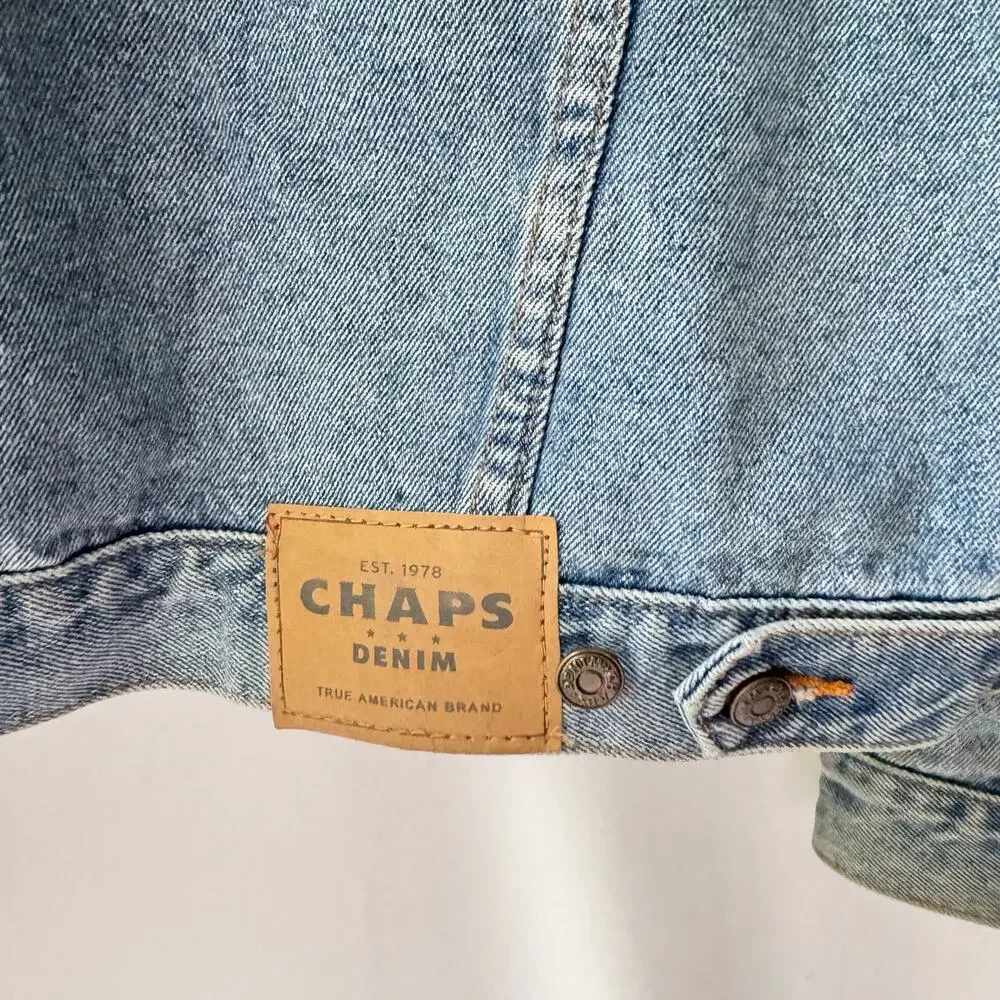 Vintage Chaps Blue Jean Denim Jacket Mens M 100% Cotton Y2K Grunge Streetwear - Picture 11 of 13